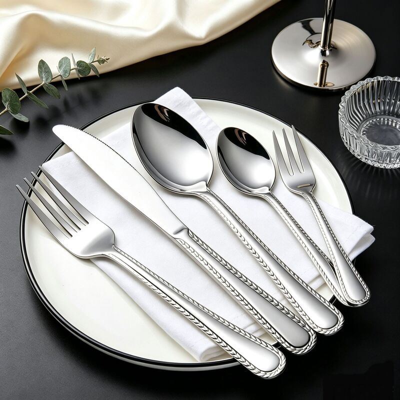 Amazon Stainless Steel Cutlery Set, Floral Wheat Pattern Series, Stainless Steel Knife, Fork, and Spoon 20-Piece/30-Piece Set Amazon Stainless Steel Cutlery Set, Floral Wheat Pattern Series, Stainless Steel Knife, Fork, and Spoon 20-Piece/30-Piece Set