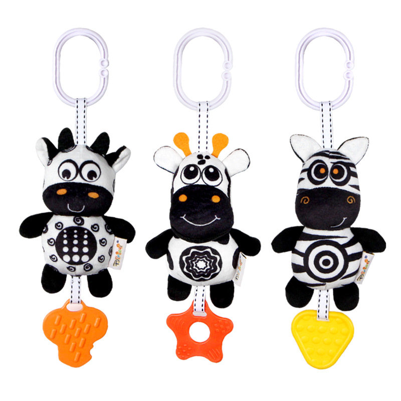 Aipinqi juguetes para bebés blanco y negro campana de viento de dentín animal 0 - 1 años de edad educación temprana estimulación visual cama colgar juguetes en stock