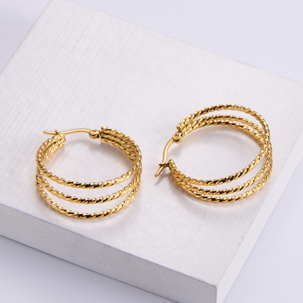 Twist Electroplating Ear Hoop Round Stainless Steel Jewelry