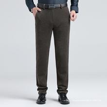 秋冬长裤绒休闲裤男厚款男裤男士条绒中年修身休闲灯芯爸爸装直筒
