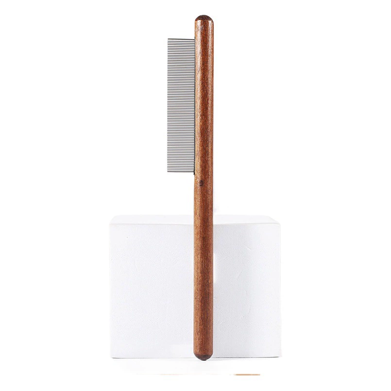 Расческа для домашних животных из цельного дерева с деревянной ручкой Однорядная прыгающая расческа решетка для собак, кошек, косметическая Расческа для кошек с защитой от вшей, длинная игла