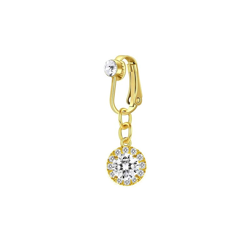 Anello minimalista in acciaio inossidabile a forma di cuore con zircone, senza ombelico, orecchini a clip non forati, gioielli da piercing_voghion.com