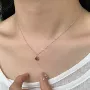 镶嵌镀金石榴红小众锁骨链