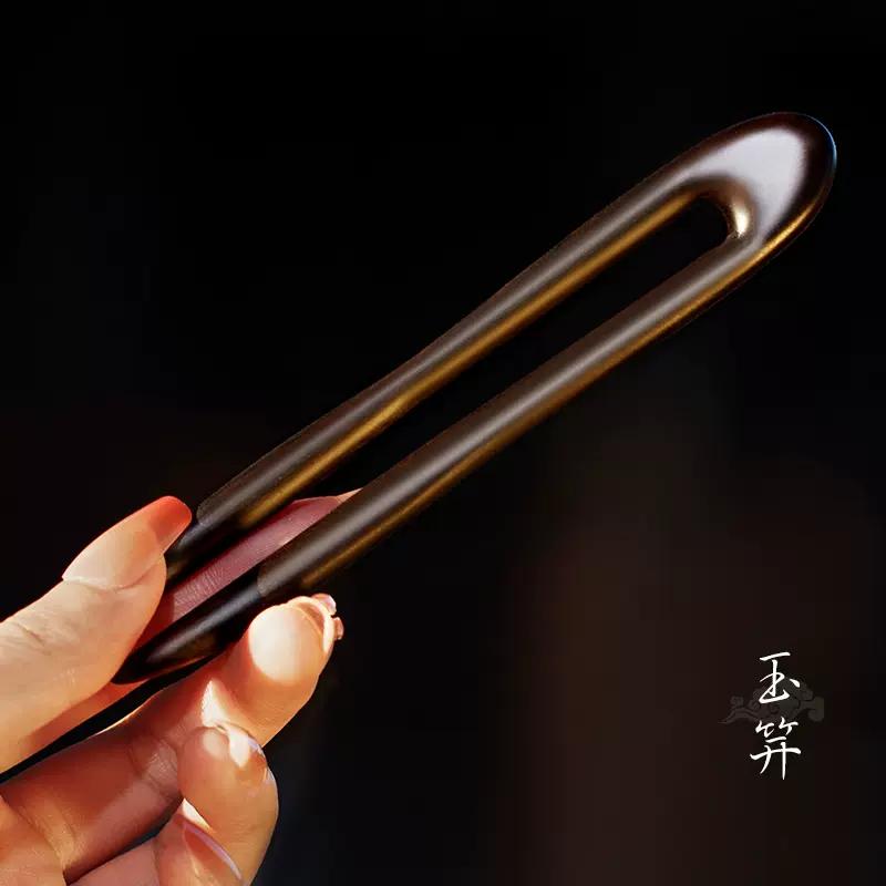 u型发簪高级感黑檀木发簪新中式插梳女丸子头盘发发饰发钗U形簪子