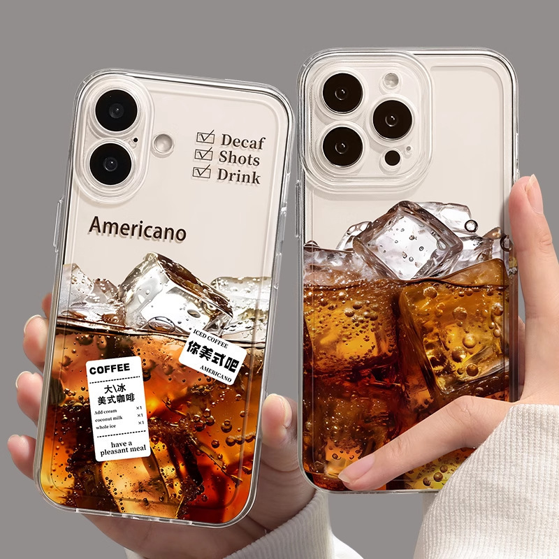 American Coffee Iphone16Promax Apple Phone Case 15 New Style 14 Transparent Tpu All-Inclusive 13 Protective Cover