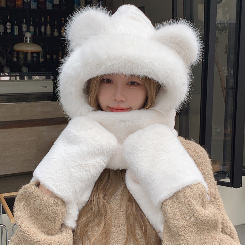 Peluches d'automne et d'hiver, écharpes pour enfants, gants, un joli ensemble trois pièces, protection auditive épaisse et coupe-vent, chaud_voghion.com