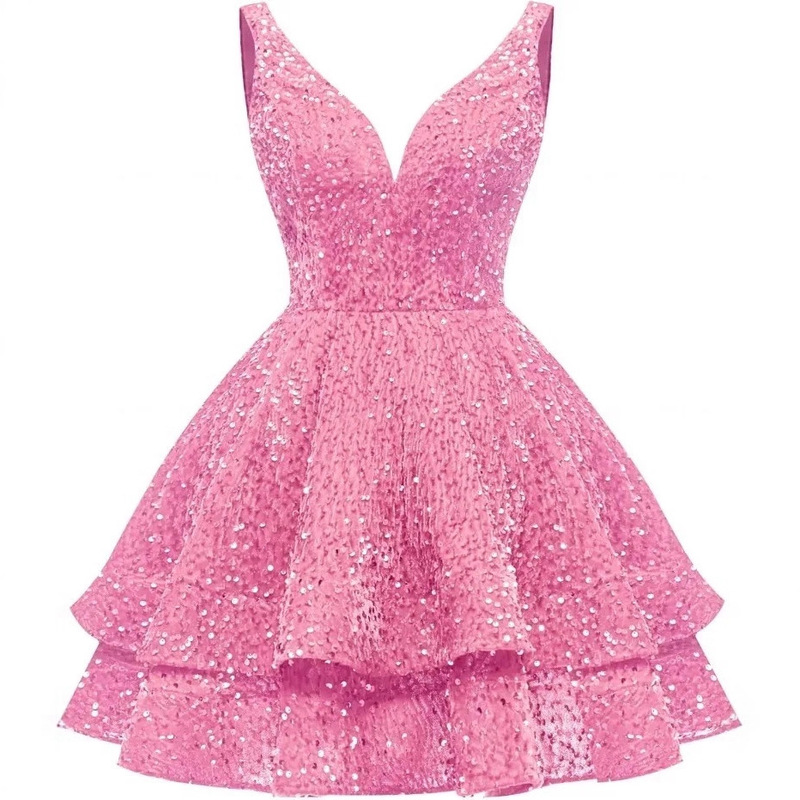 Sparkly Sequined Homecoming Dresses for Teens 2026 Short Prom Dress Layered A-Line Cocktail Party Gowns Sparkly Sequined Homecoming Dresses for Teens 2026 Short Prom Dress Layered A-Line Cocktail Party Gowns