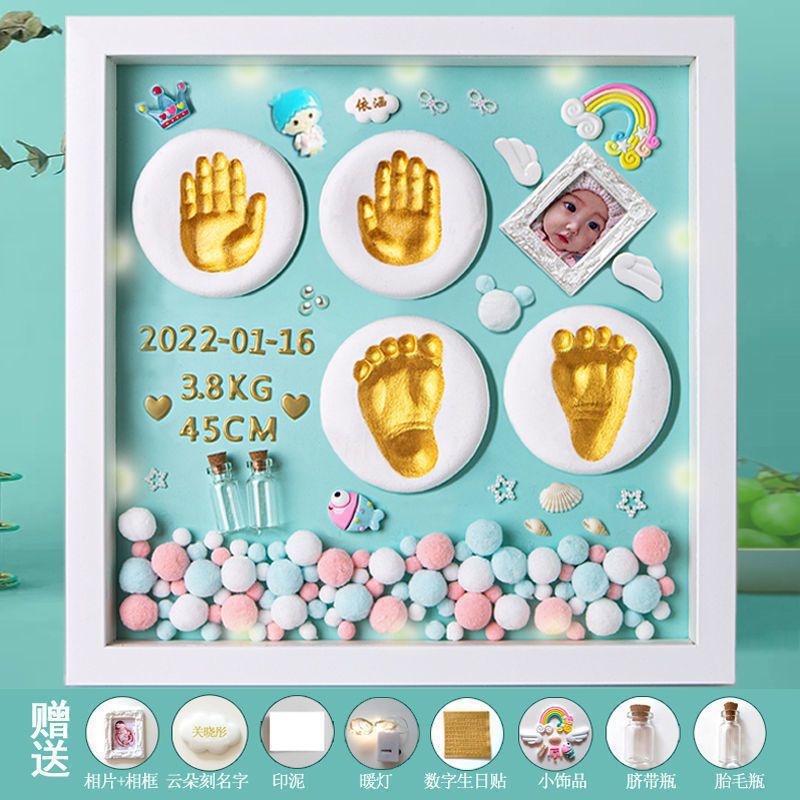 Solid wood 14inch blue gold paint + small jewelry warm lamp a ☆