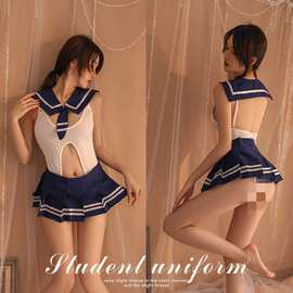 情趣内衣女大码可爱开裆连体衣jk套装体操服水手服学生装制服诱惑