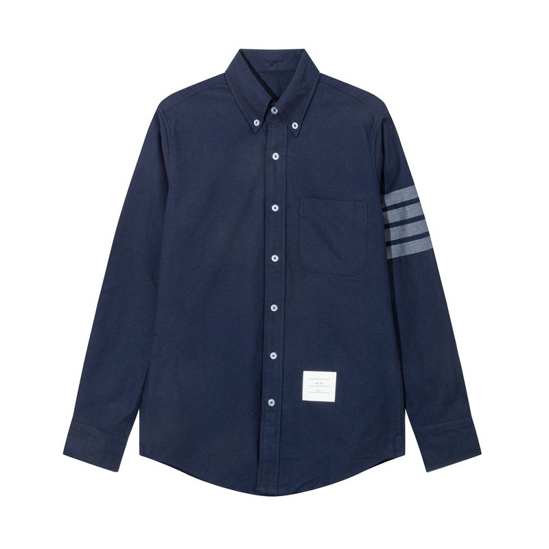 Tb Jl Trendy Flannel Shirt Brushed Thickeneded Long-Sleeved Shirt Autumn and Winter Yarn-Dyed Four-Stripe Casual Jacket
