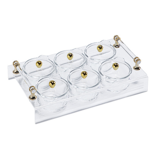 ins light luxury glass dried fruit dish round compartment tray cake fruit snack snack plate European style platter with lid