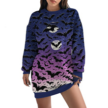 宽松长袖蝙蝠图案卫衣女2024亚马逊秋季新款休闲舒适上衣女装ME1