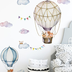 卡通熱氣球雲朵兒童房臥室客廳玄關家居裝飾牆貼貼紙自粘批發跨境
