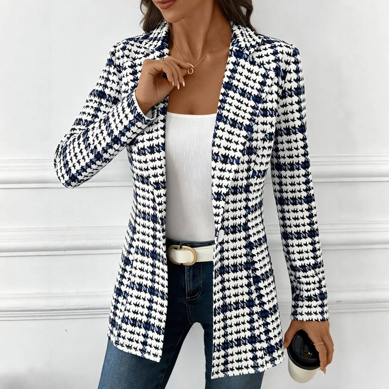 Cross-border women's slim-fit blazer, single-button, lapel collar, long-sleeved, suitable for workplace, office, and casual business wear