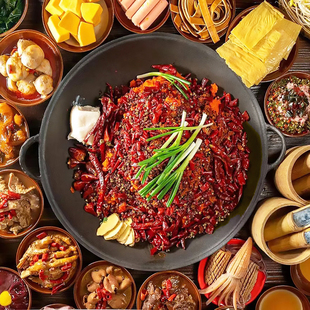 Jiugongge Old Hot Pot Pot Pot Commercial Free Cast Iron Pot Induction Cooker Flat Bottom Round Bottom Enamel Floor Fire Zhang Xiaoyue