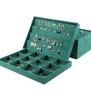Dark green jewelry display plate flannel jewelry tray jewelry rack stall ring necklace earrings look at the pallet storage box