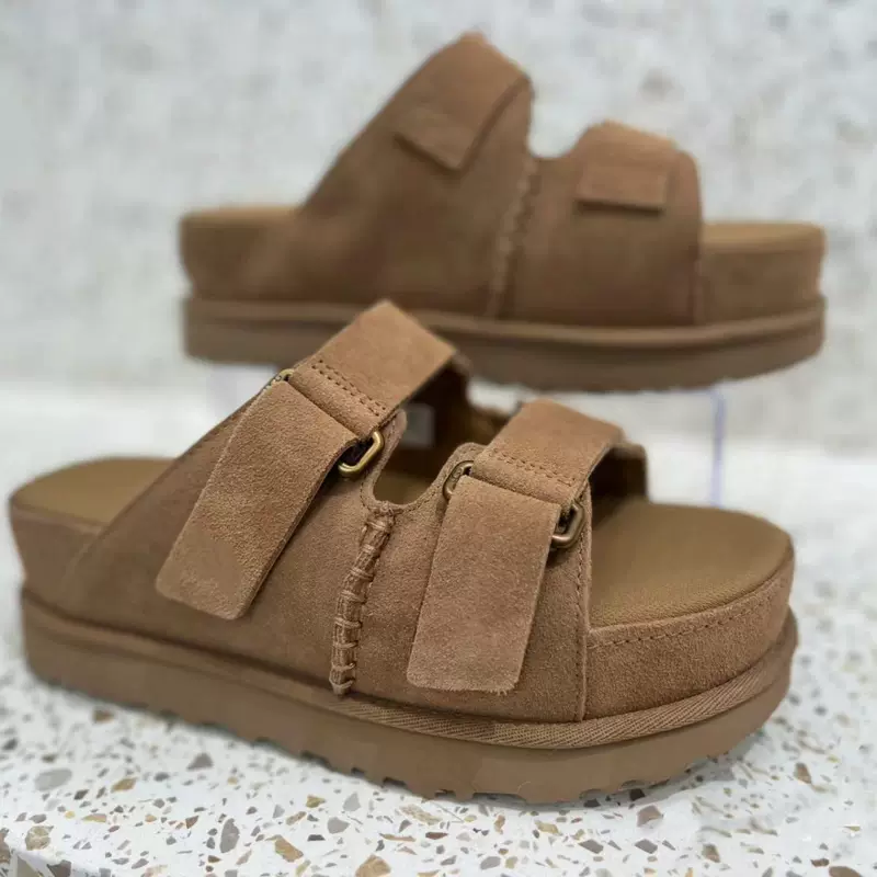 Platform velcro beach sandals, adjustable double straps, platform sole, sizes 34–40