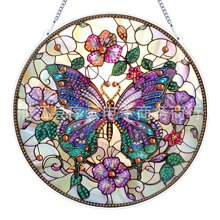 1件套  5D  DIY钻石画亚克力挂件  花丛中的蝴蝶 跨境直供