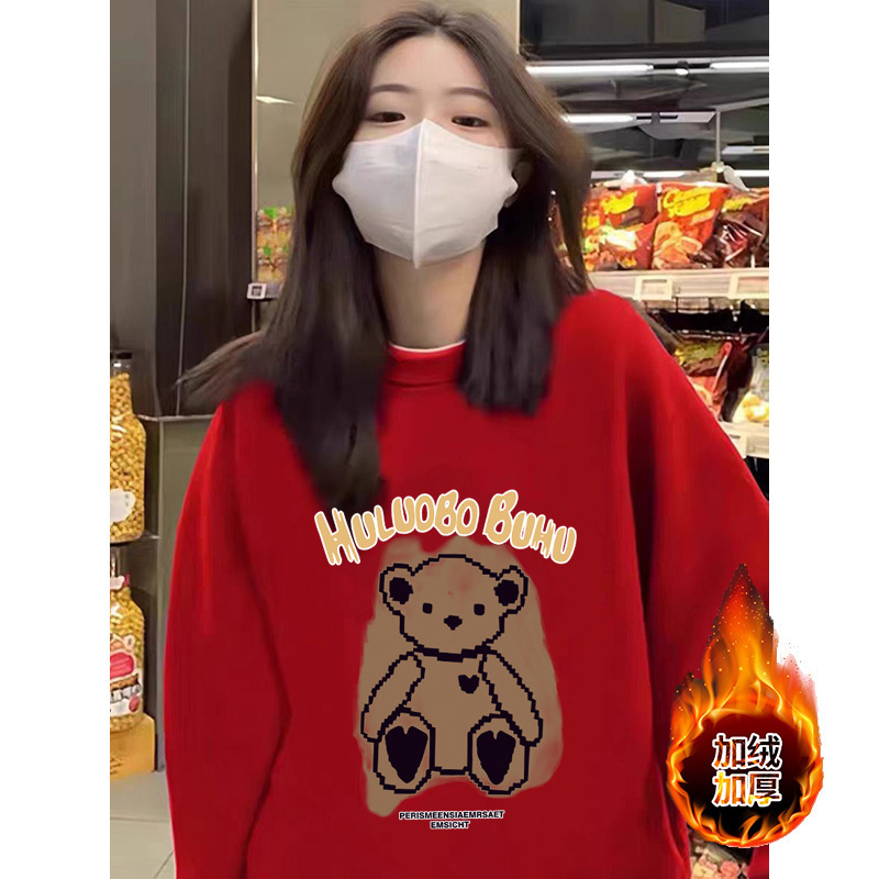 24秋冬とベルベットの女性の新モデルはカジュアルな上着を厚くして、ゆったりして痩せている長袖のファッションを着ているins