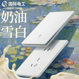 TEP国际电工G11奶油风开关插座墙壁86型五孔扦板超薄哑光面板批发