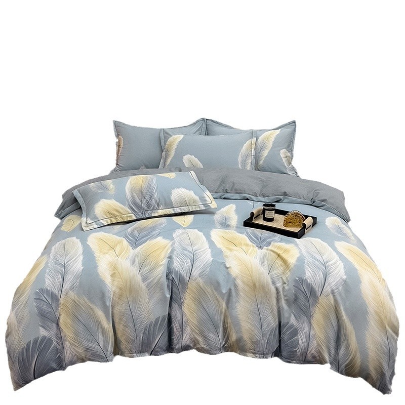 Sábanas de algodón para la piel, ropa de cama de cuatro estaciones, cubierta de edredón grueso de alta calidad, 100 algodón pulido, cuatro piezas