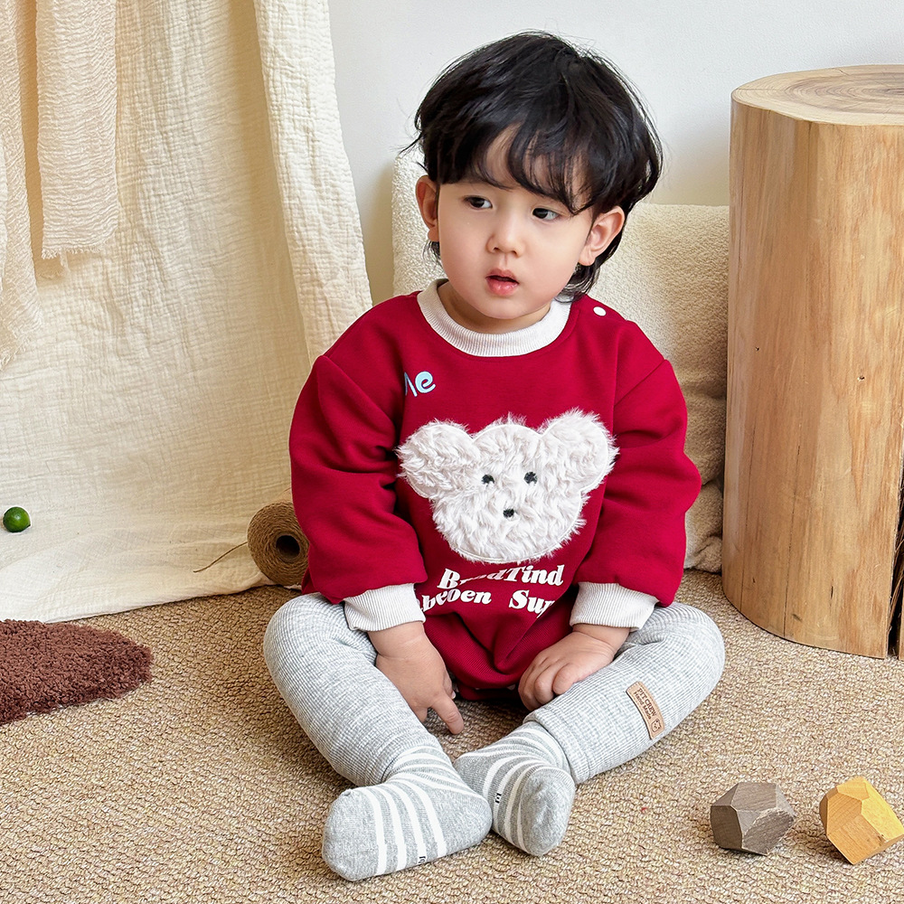 Ropa de bebé otoño e invierno mamelucos triangulares ropa de bebé más mono de terciopelo