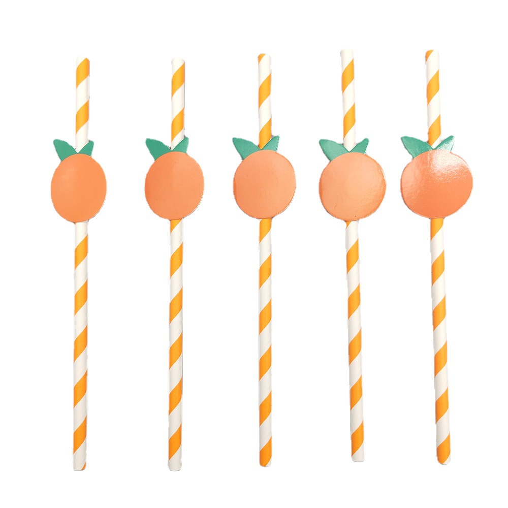 En stock creativo fiesta paja de papel paja desechable papel Kraft degradable bar bebida pastelería paja decorativa
