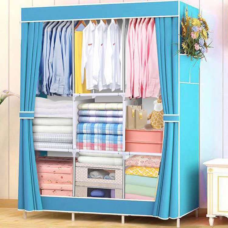 Armario de tela simple, habitación de alquiler, armario de dormitorio doméstico, armario de tela ensamblado, estante de armario colgante de almacenamiento minimalista moderno