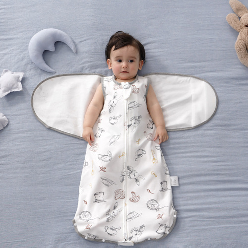 Swaddle wrap, newborn knitted cotton anti-jump sleeping bag, baby swaddle, baby sleeping bag, four seasons style