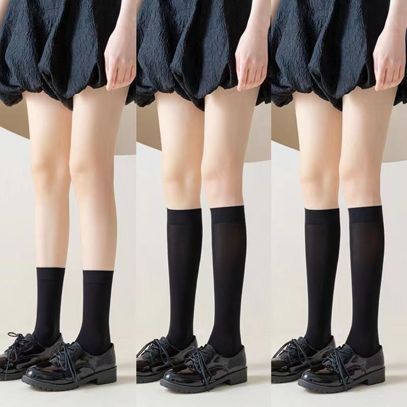Tres pares envío gratis calcetines de pantorrilla de verano fino negro JK medias de presión flaco sobre la rodilla Calcetines de media pantorrilla