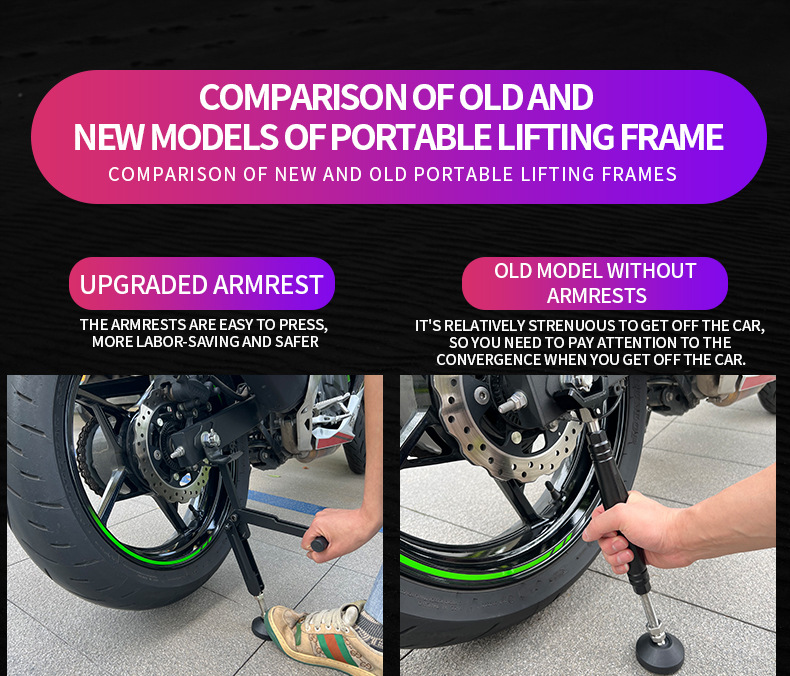 New Motorcycle Foldable Heavy-Duty Motorcycle Lift Frame Rear Wheel Fixed Support Frame Parking Frame Portable Labor-Saving Lifter