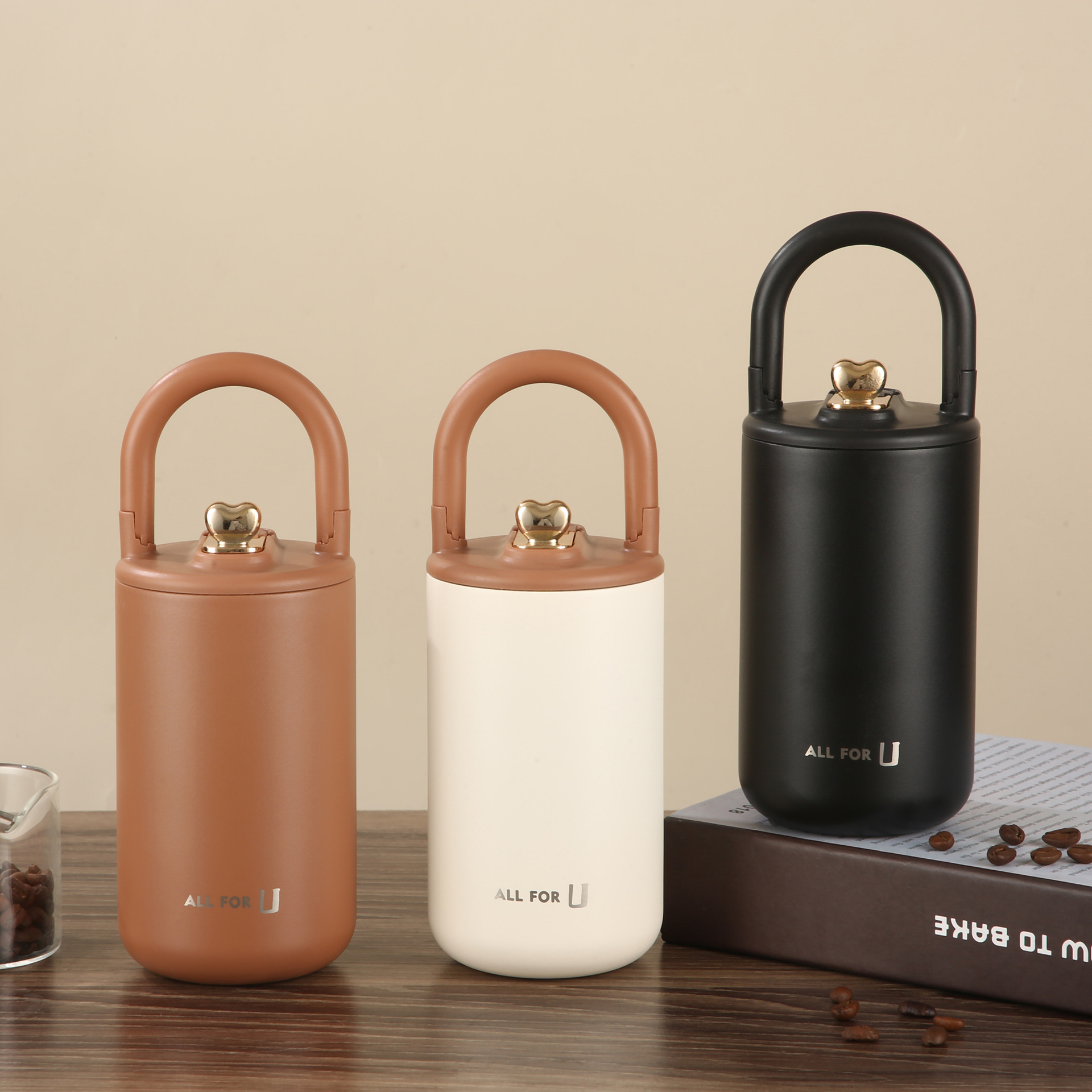 Nuevo termo portátil de acero inoxidable 304 taza de café con manija para exteriores para el hogar taza de vacío de doble capa al por mayor