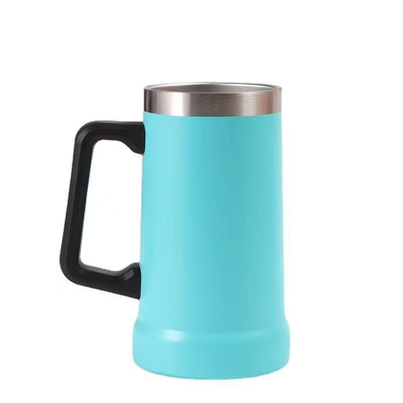 Insulated Stainless Steel Beer Mug With Handle, Large Capacity_voghion.com