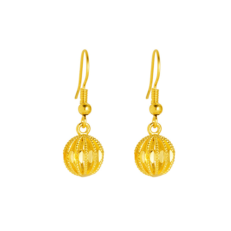 Bola hueca gancho de oreja de moda para mujer pendientes de todo fósforo pendientes de bola redonda luz nicho de lujo de alto grado hueco al por mayor Vietnam arena oro