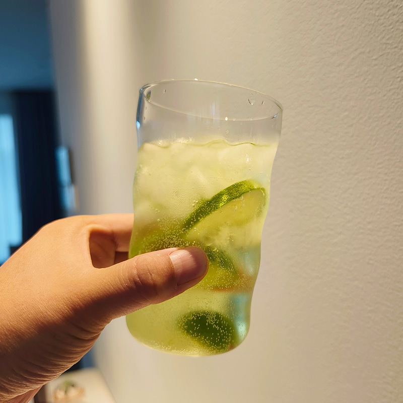 Tazas de vidrio de alto silicio de borosilicato de hielo taza de café americana bebida fría taza de bebida fría transparente taza de jugo de burbujas de boca ancha taza al por mayor