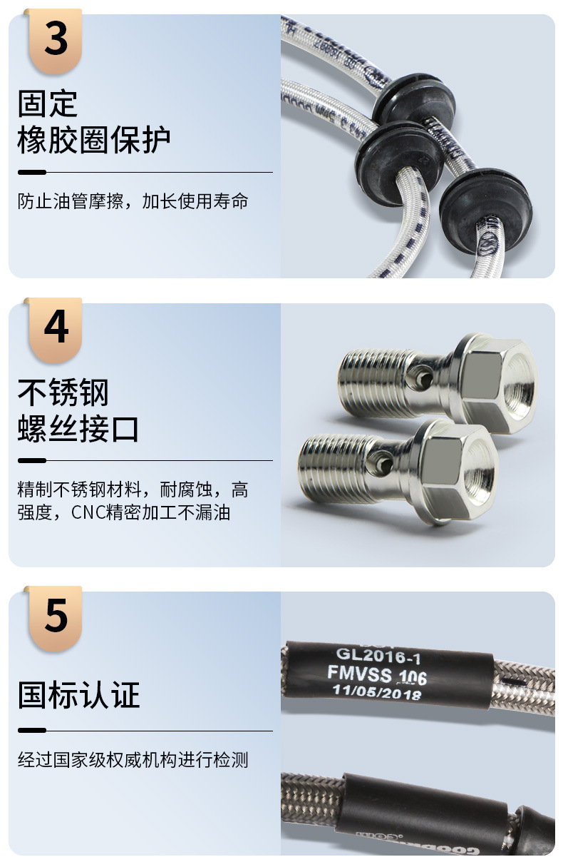 Goodridge Is Suitable for Bmw 1/3/4/5/6/7 Series E90 F30 F10 Brake Oil Pipe Steel Throat