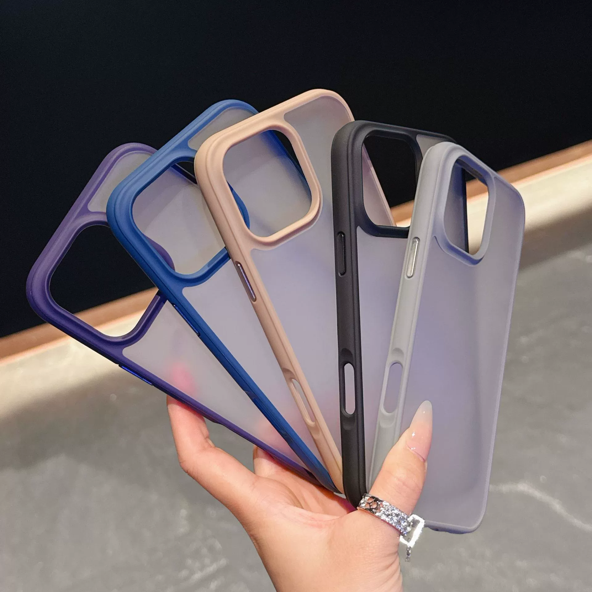 Apple совместимый матовый чехол, прозрачный металлический чехол для iPhone 15, защитный чехол, iPhone 16 Pro Max, защита от падений