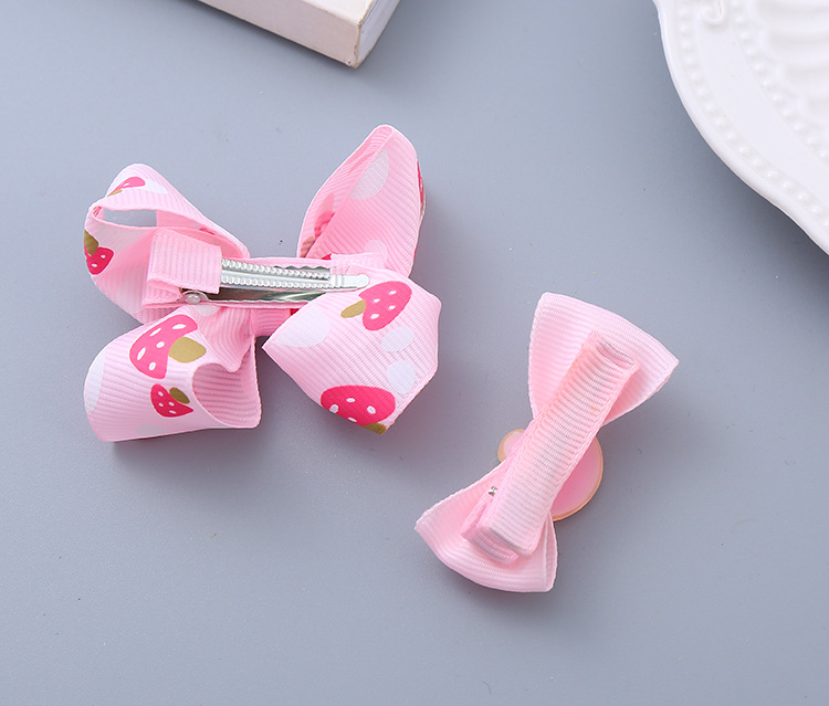 20g Weight Hair Clip Hair Accessories Type Yes Quantity Daily, Street Occasion Cherry, Strawberry, Bow Knot Pattern Girl'S Gender Sweet Style Girl's Sweet Cherry Strawberry Bow Knot Cloth Hair Clip 10