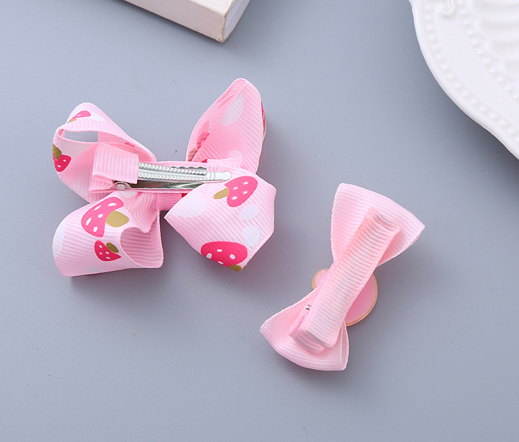 Girl's Sweet Cherry Strawberry Bow Knot Cloth Hair Clip display picture 11