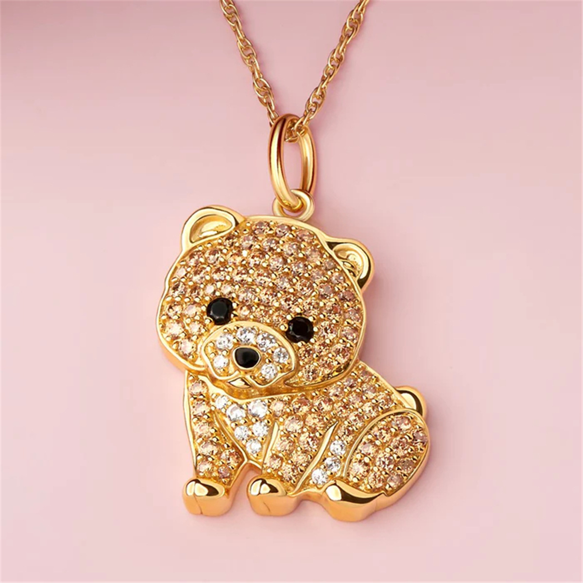 Artificial Crystal Inlay Material Pendant Necklace Classification Cute Dog Artificial Crystal Zinc Alloy Cable Chain Pendant Necklaces Wholesale