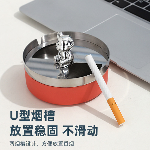 Small Bear Ashtray with High-End Design, Cover, Anti-Dust, Bar, Restaurant, Rotating Ashtray for Office