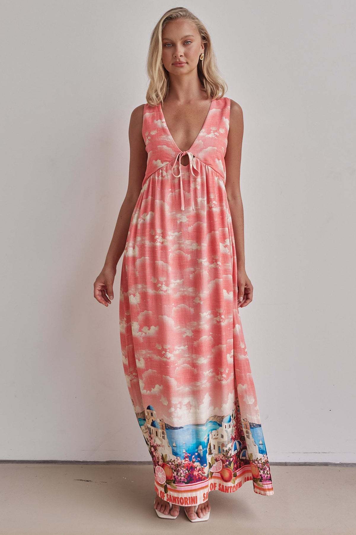 346g Weight Maxi Long Dress Dress Length Type Sleeveless Sleeve Length Sheath Dress Dresses Type Sleeveless Sleeve Type Wholesale Women's Streetwear Printing Holiday Banquet Selfie V Neck Sleeveless Sheath Dress