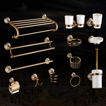 外贸 铜浴巾架 毛巾架 欧式仿古青花瓷浴室挂件套装青花毛巾