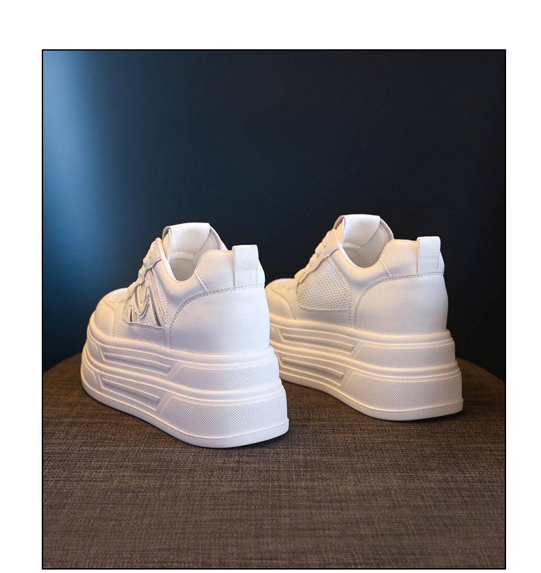Giày sneaker nữ đế dày tăng chiều cao mặt lưới phong cách thể thao — màu trắng chi tiết 14