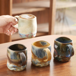 Cross-border Retro House Silent Style Ceramic Coffee Cup Personalized Large Capacity Mug Creative Household Ceramic Anti-scalding Tea Cup