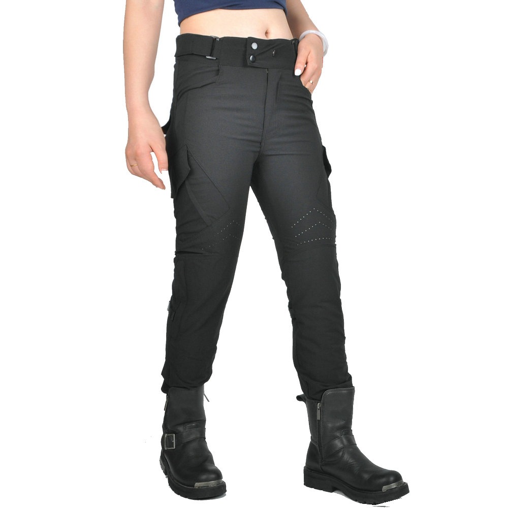 VOLERO motocicleta de verano anti-caída pantalones de ciclismo perforación transpirable ajustable de cintura alta locomotora anti-caída pantalones mujeres