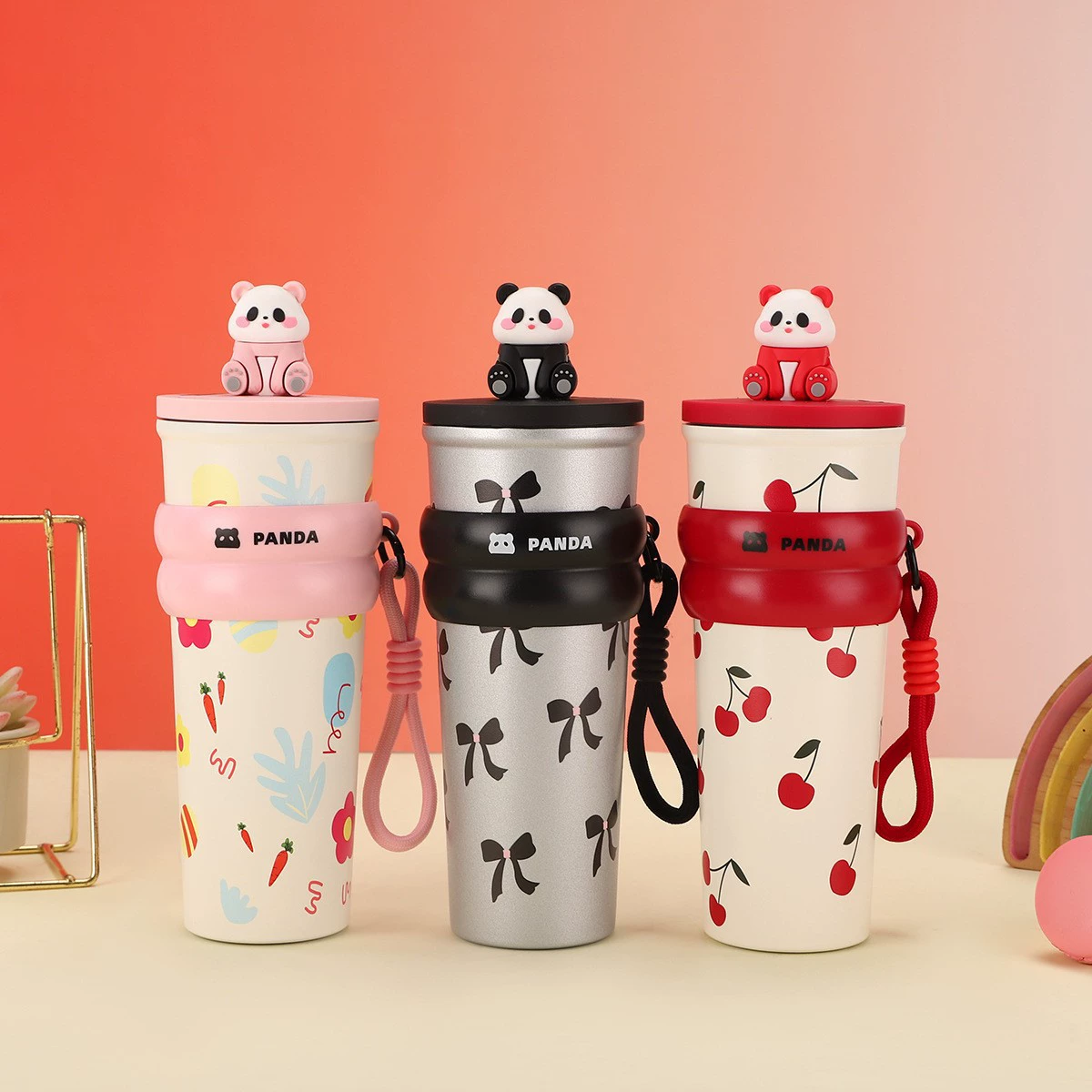  Doll, capacious tea cup, glass stainless steel, new collection, panda, wholesale