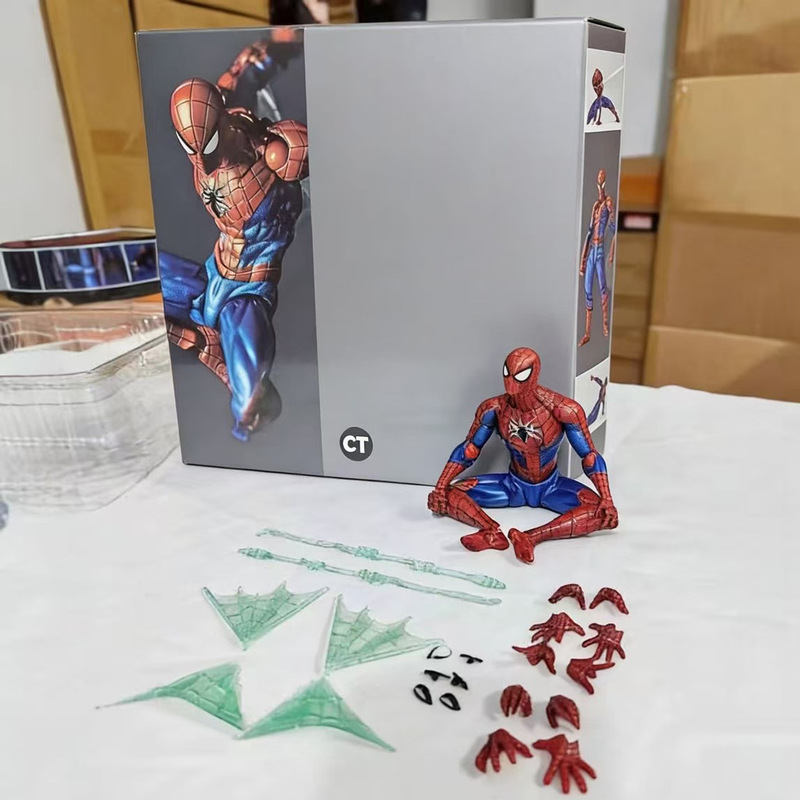Cross-Border Ct Kaiyodo Amazing Yamaguchi Style Shf Black Neighborhood Symbiote Spider-Man Action Figure Model Toy for Men