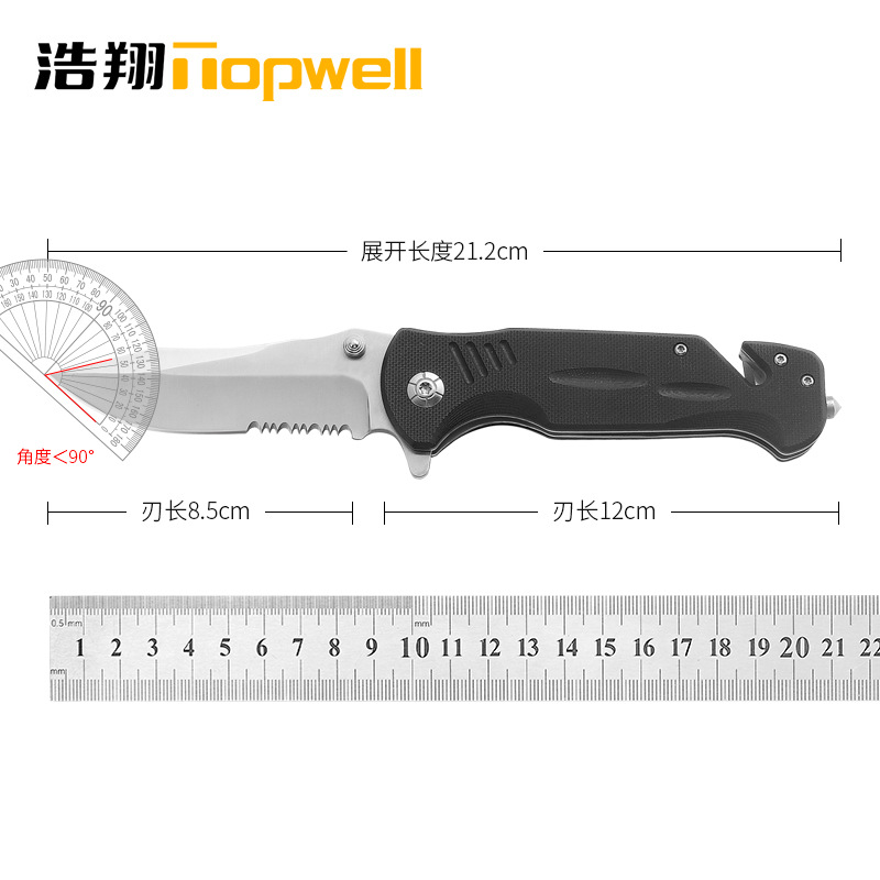 黑色G10手柄户外多功能折叠小刀3Cr13不锈钢露营折刀工厂直销现货