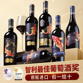 傲鱼智利原装原瓶进口红酒干红葡萄酒水果酒整箱批发代理代发送礼